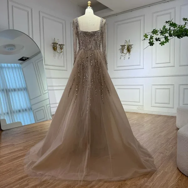 Nove Dress Caramel Beaded Overskirt Mermaid Evening Dress - Style LA72710A 1 - Nove Dress