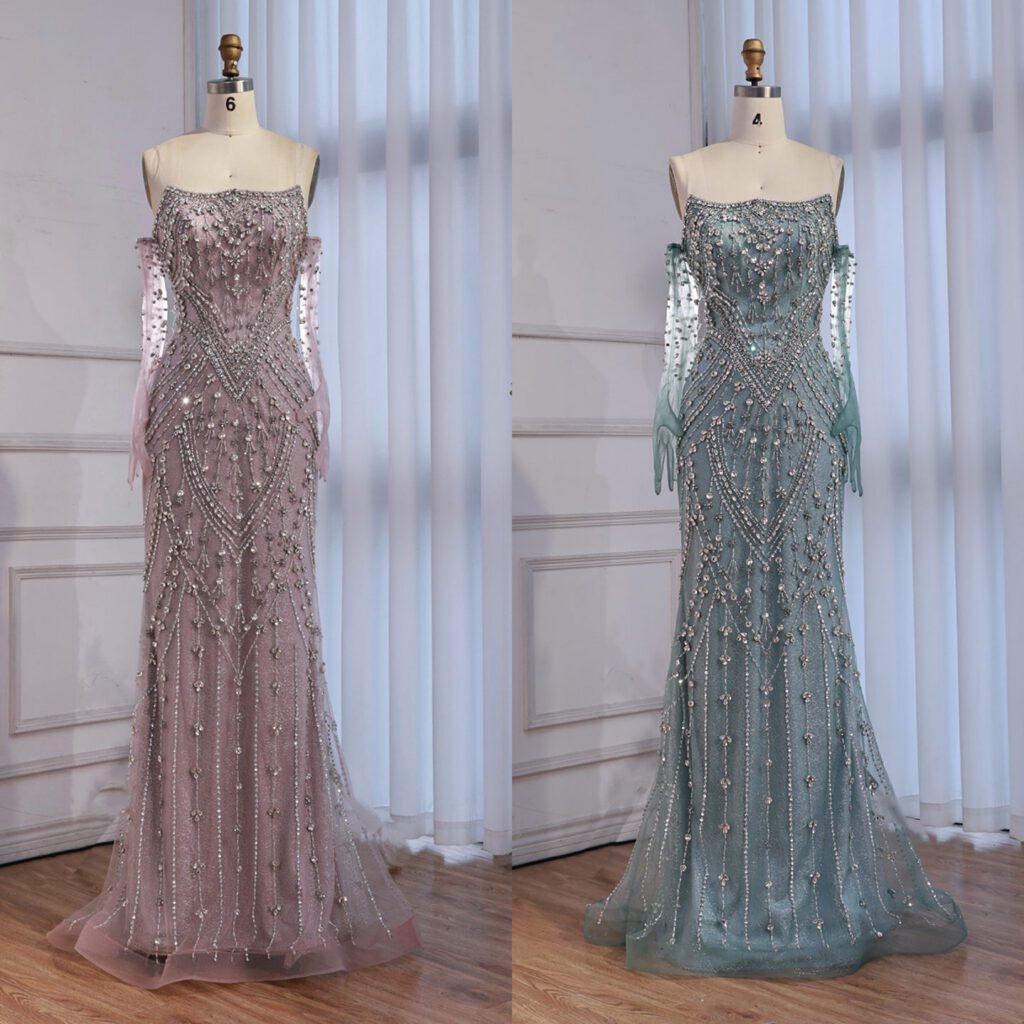 Nove Dress karamell Meerjungfrau Abendkleid mit Kristallbesatz