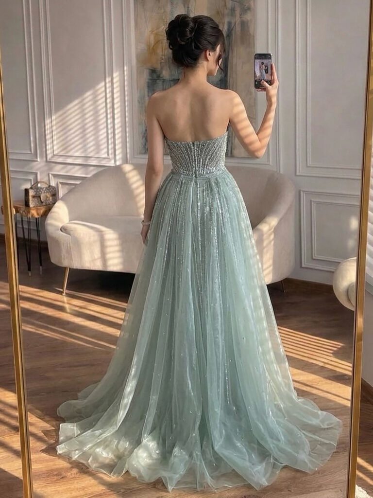 Nove Dress Caramel Crystal Beaded Overskirt Mermaid Evening Dress