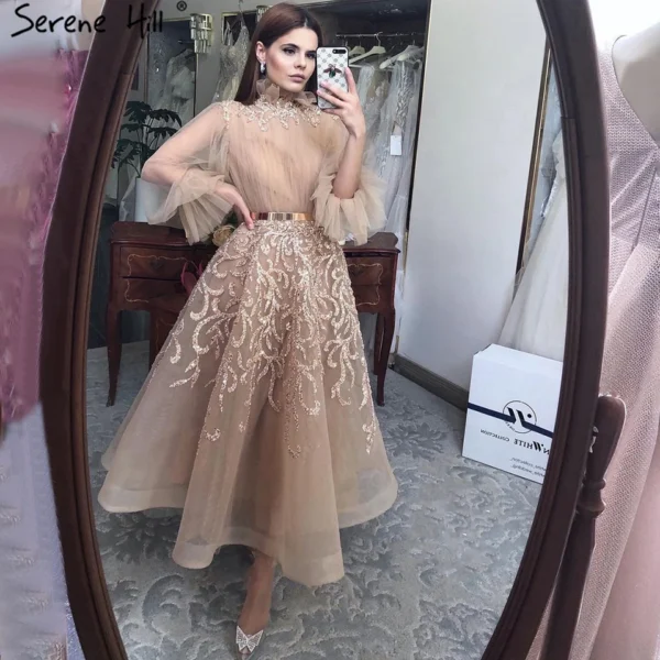 Nove Dress Champagne A-Line Modest Evening Dress 1 - Nove Dress
