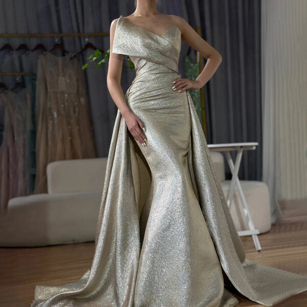 Nove Dress Champagne Off Shoulder Mermaid Arabic Evening Dress 1 - Nove Dress