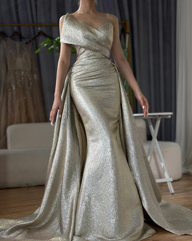Nove Dress Champagne Off Shoulder Mermaid Arabic Evening Dress