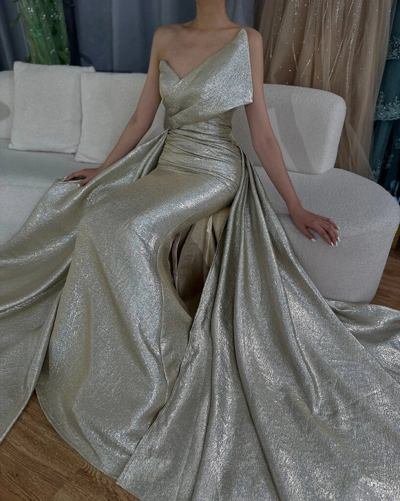 Nove Dress Champagne Off Shoulder Mermaid Arabic Evening Dress