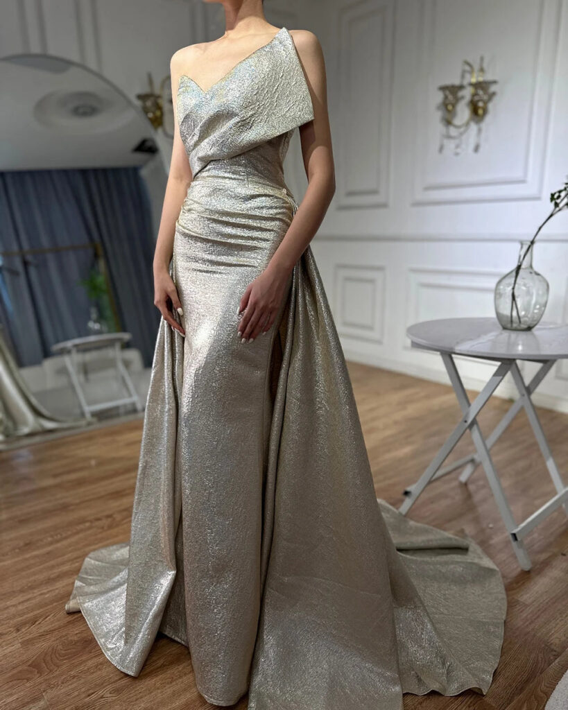 Nove Dress Champagne Off Shoulder Mermaid Arabic Evening Dress