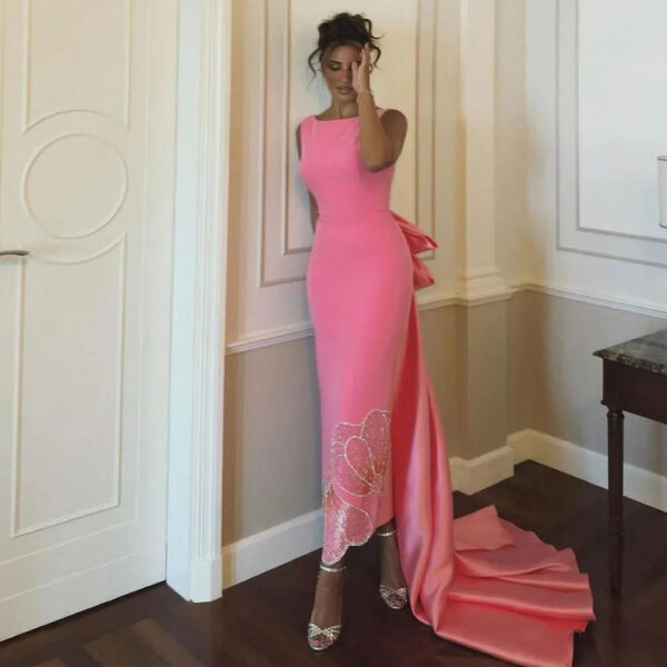 Nove Dress Coral Pink Beaded Evening Dress 1 - Nove Dress