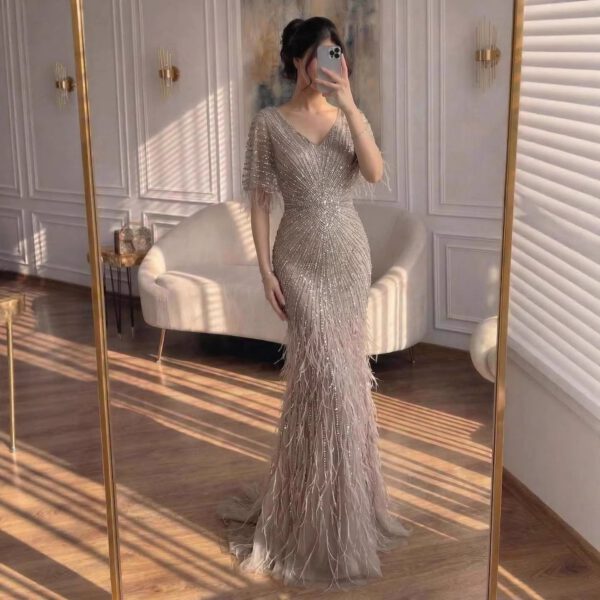 Nove Dress Feather Mermaid Arabic Evening Dress 1 - Nove Dress