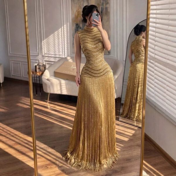 Nove Dress Gold Beaded Evening Dress 1 - Nove Dress