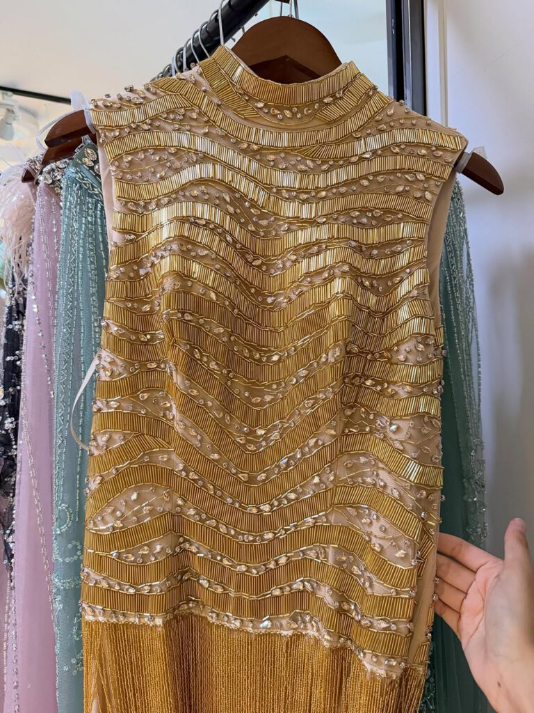 Nove Dress Gold Beaded Evening Dress