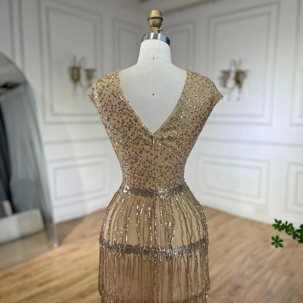 Nove Dress gold Meerjungfrau Abendkleid mit Perlenstickerei im arabischen Stil