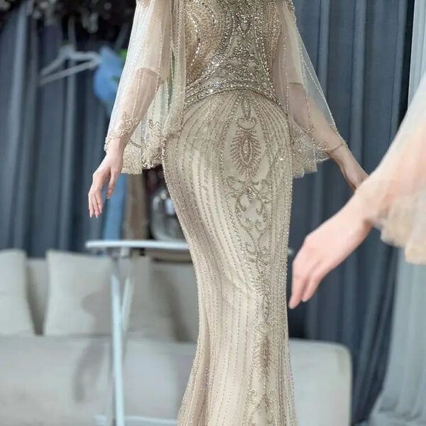 Nove Dress Gold Beaded Mermaid Arabic Evening Dress - Style LA72749 1 - Nove Dress