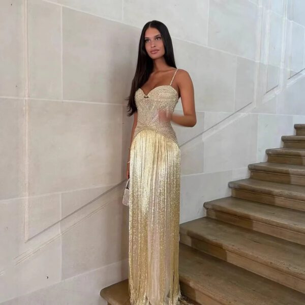 Nove Dress Gold Beaded Mermaid Arabic Evening Dress - Style LA73446 1 - Nove Dress