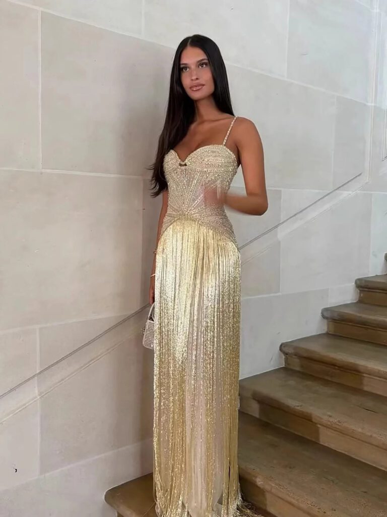 Nove Dress gold Meerjungfrau Abendkleid mit Perlenstickerei im arabischen Stil