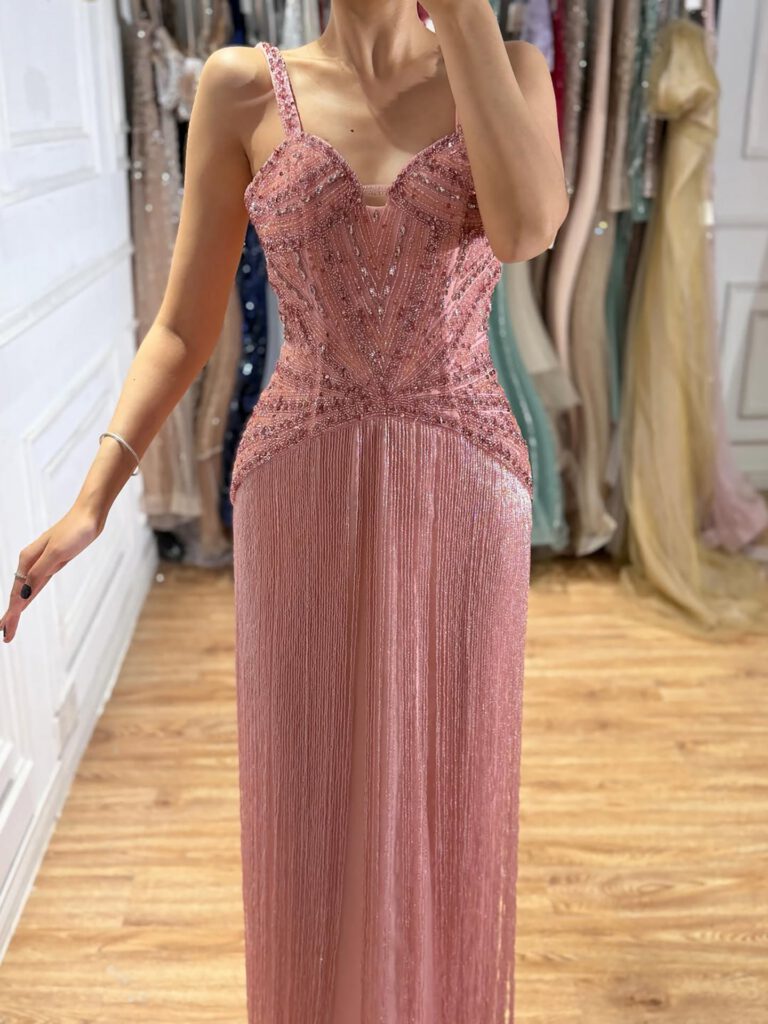 Nove Dress gold Meerjungfrau Abendkleid mit Perlenstickerei im arabischen Stil