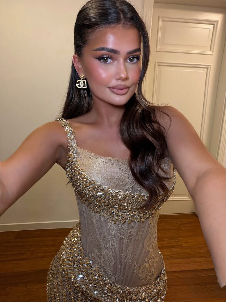 Nove Dress Gold Crystal Beaded Lace Mermaid Evening Dress