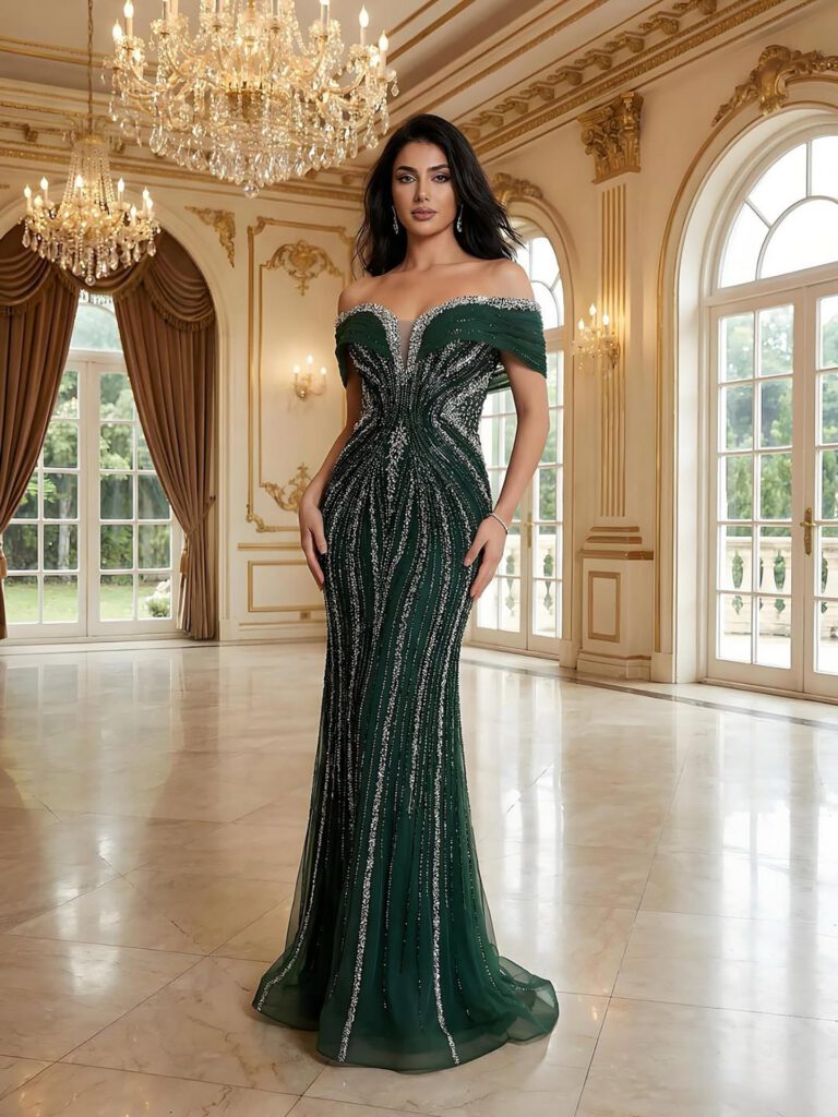Nove Dress gold Meerjungfrau Abendkleid mit Kristallbesatz im arabischen Stil