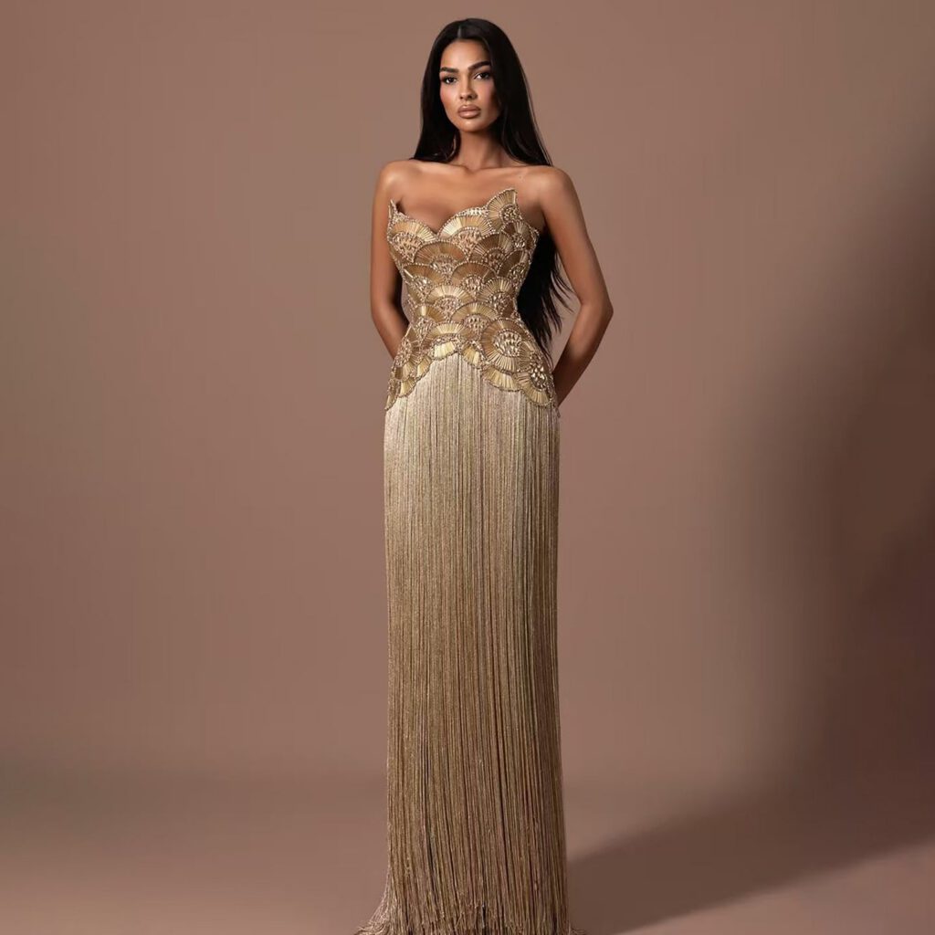Nove Dress Gold Evening Dress