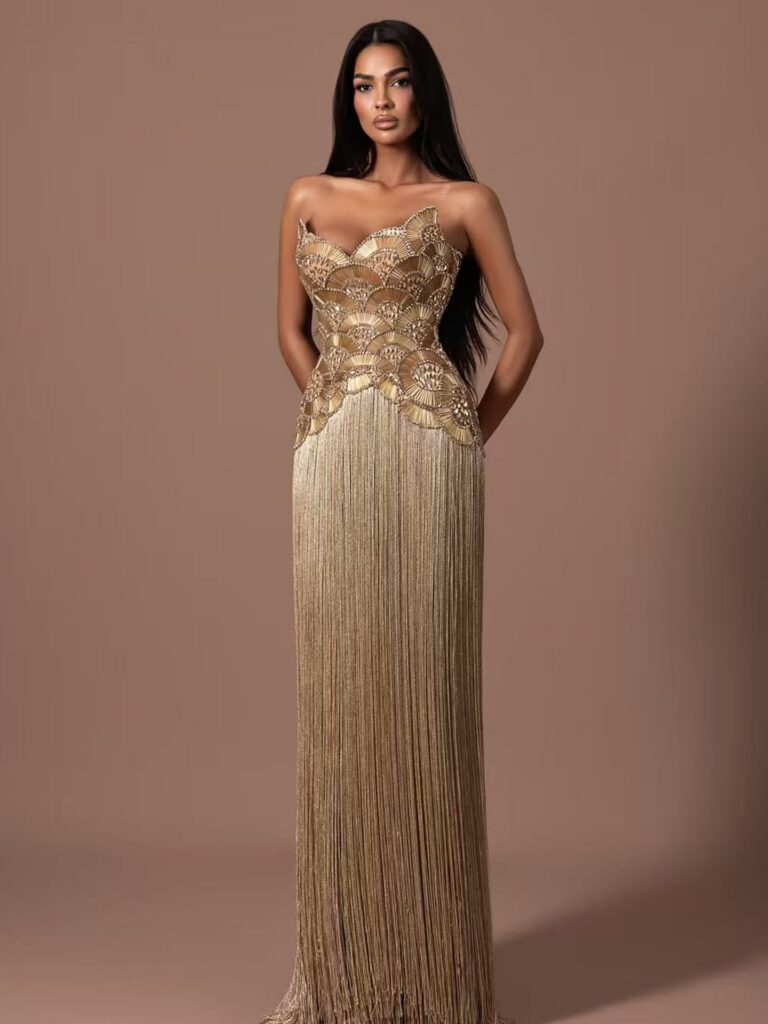 Nove Dress Gold Evening Dress