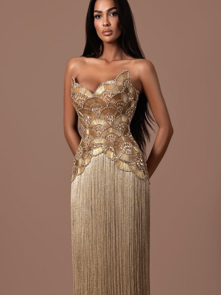 Nove Dress Gold Evening Dress