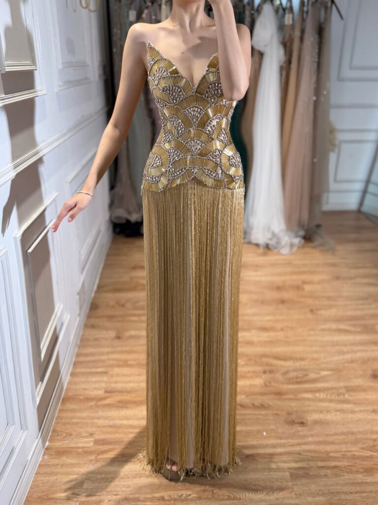 Nove Dress Gold Evening Dress
