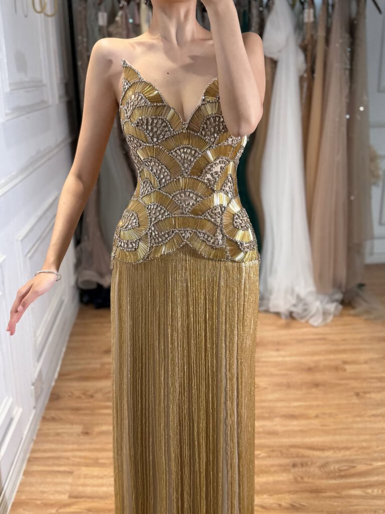 Nove Dress Gold Evening Dress
