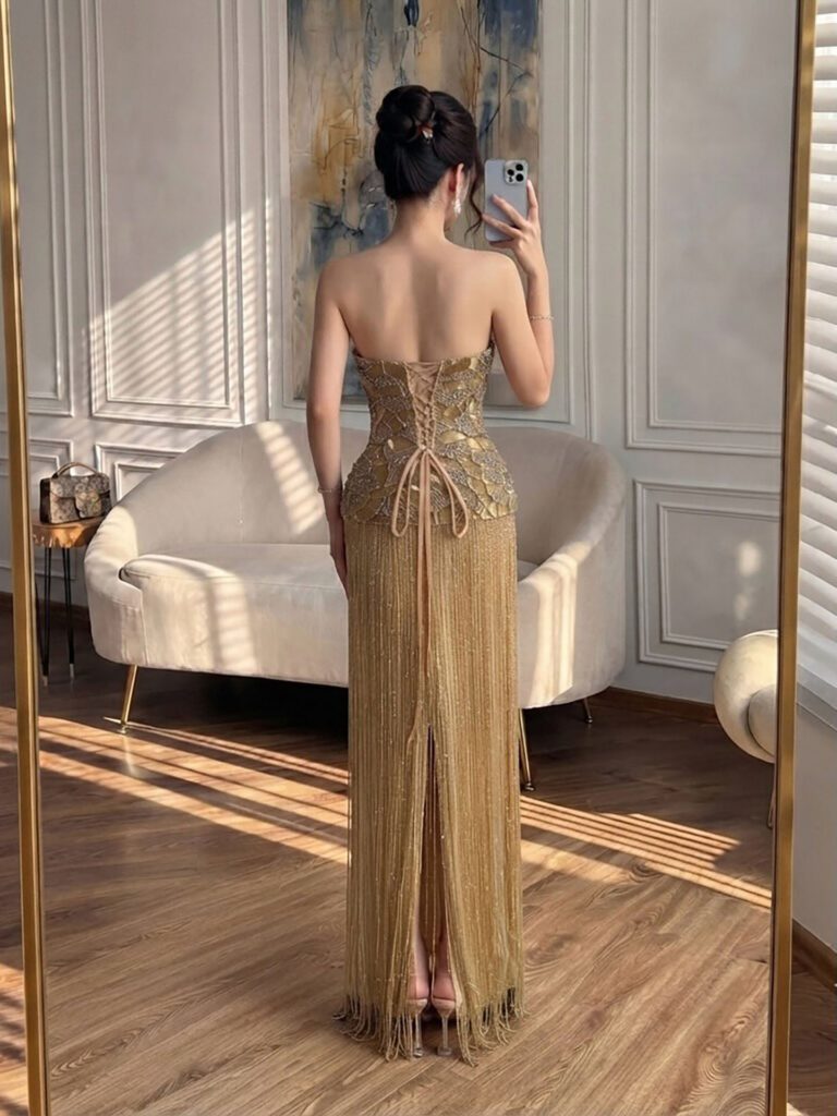 Nove Dress Gold Evening Dress