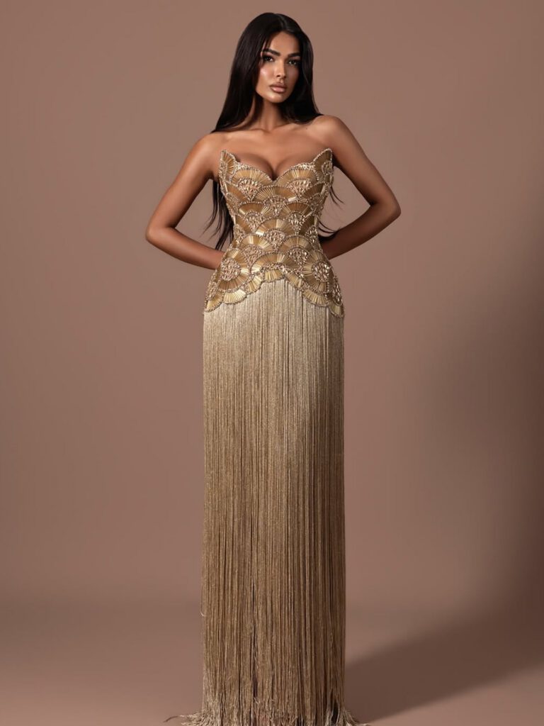 Nove Dress Gold Evening Dress