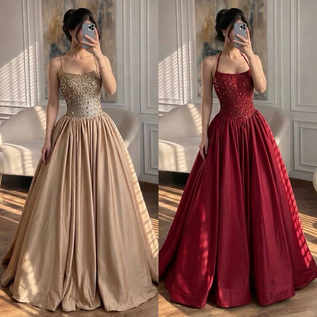 Nove Dress Gold Halter Ball Gown Evening Dress