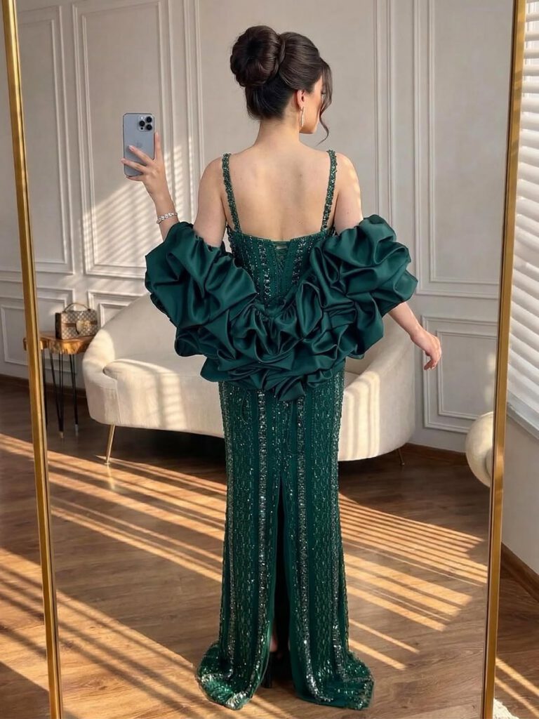 Nove Dress Green Beaded Evening Dress - Style