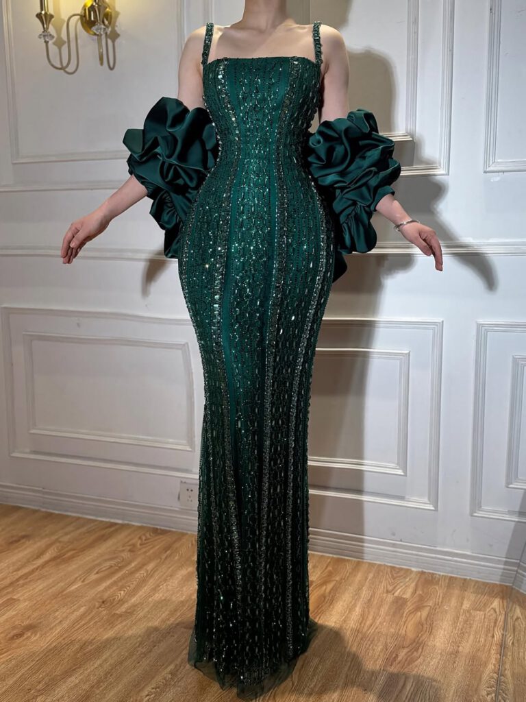 Nove Dress Green Beaded Evening Dress - Style