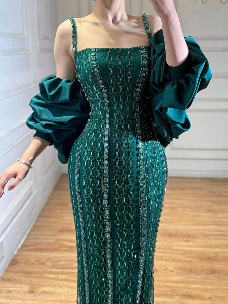 Nove Dress Green Beaded Evening Dress - Style