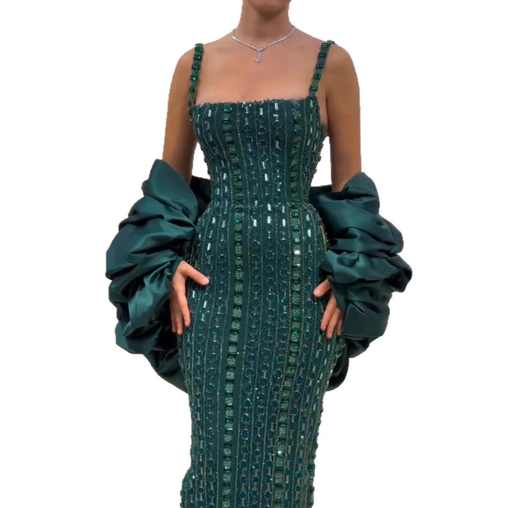 Nove Dress Green Beaded Evening Dress - Style