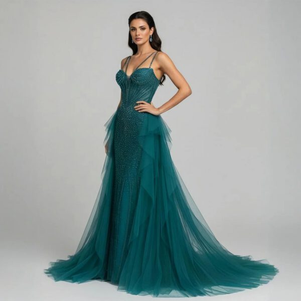 Nove Dress Green Beaded Mermaid Evening Dress - Style LA73455 1 - Nove Dress