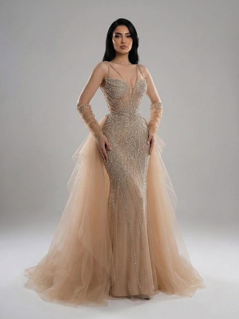 Nove Dress Green Beaded Mermaid Evening Dress - Style