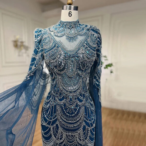 Nove Dress Green Cape Sleeve Mermaid Arabic Evening Dress 1 - Nove Dress