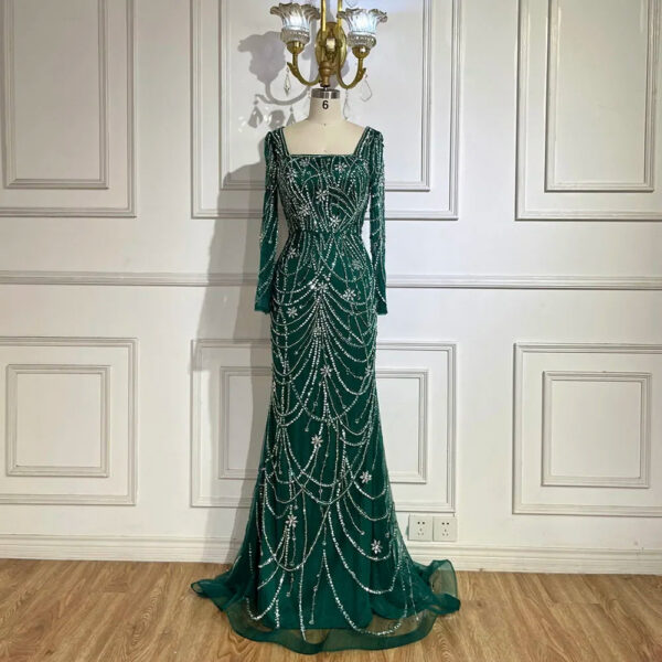 Nove Dress Green Crystal Beaded Mermaid Arabic Evening Dress 1 - Nove Dress