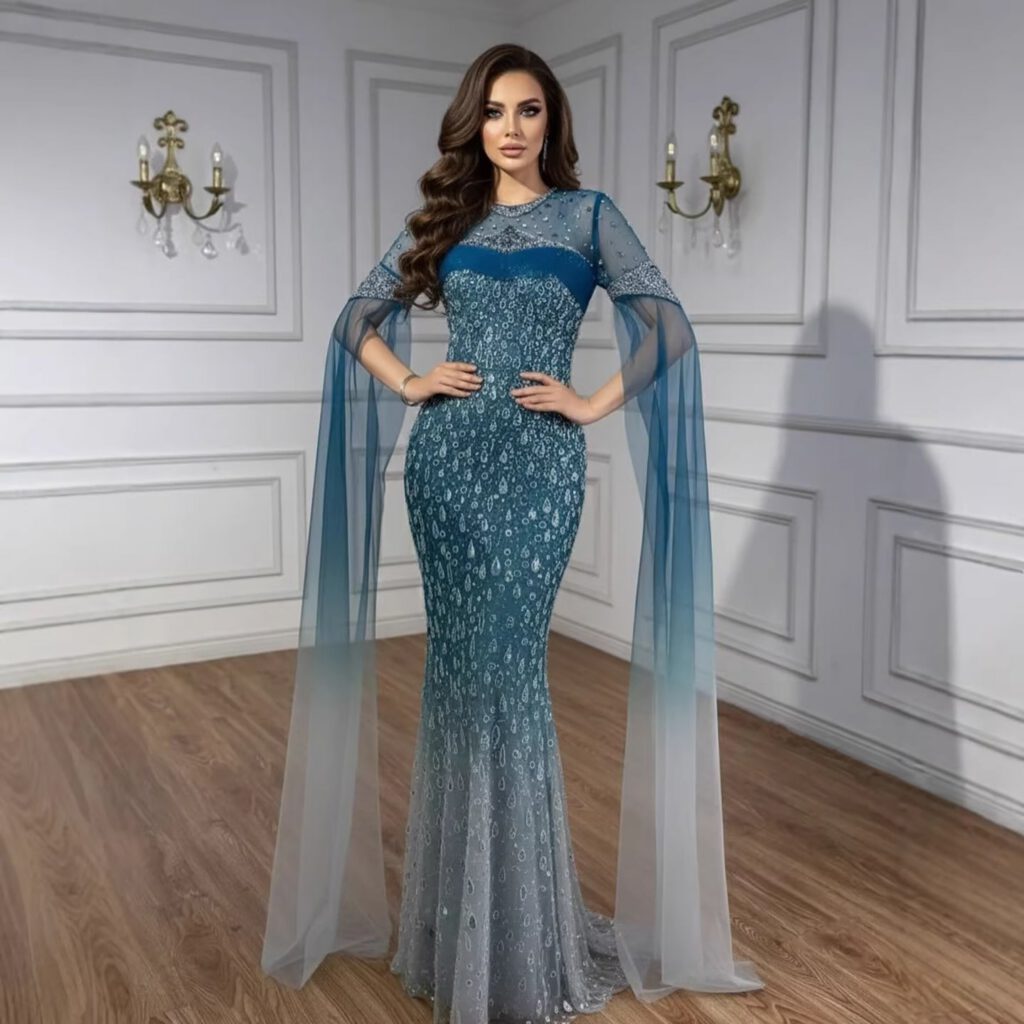Nove Dress فستان سهرة أخضر حورية البحر عربي