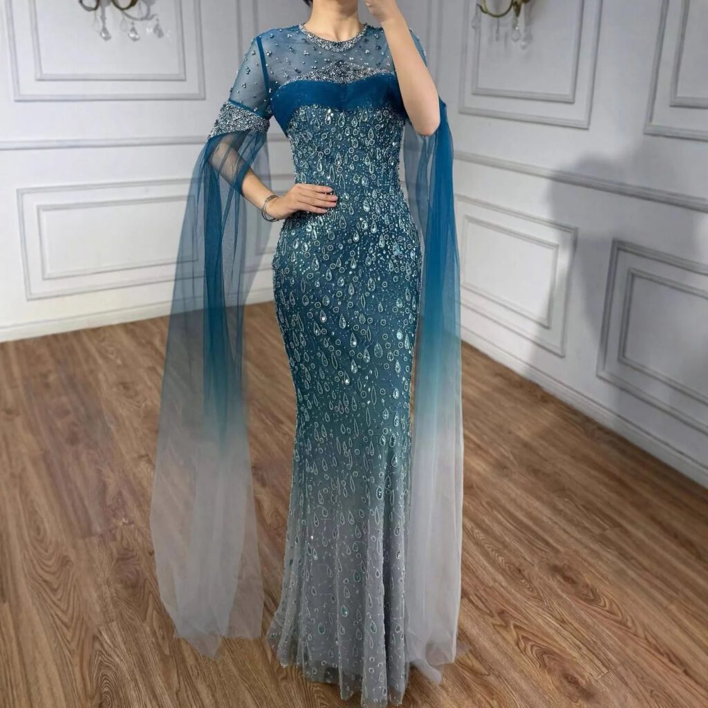 Nove Dress فستان سهرة أخضر حورية البحر عربي
