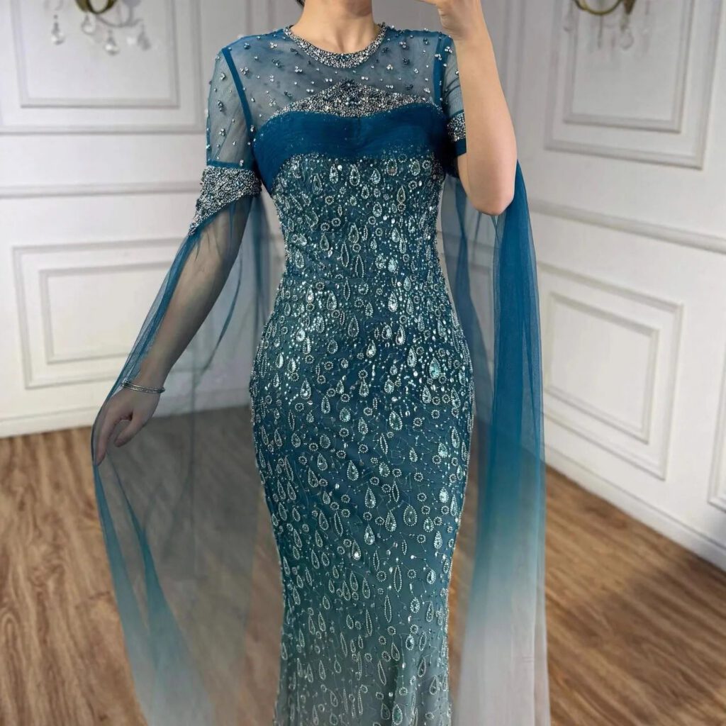 Nove Dress فستان سهرة أخضر حورية البحر عربي