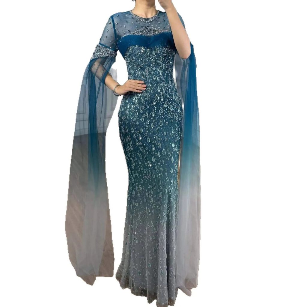 Nove Dress فستان سهرة أخضر حورية البحر عربي