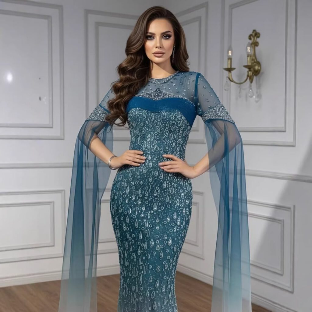 Nove Dress فستان سهرة أخضر حورية البحر عربي