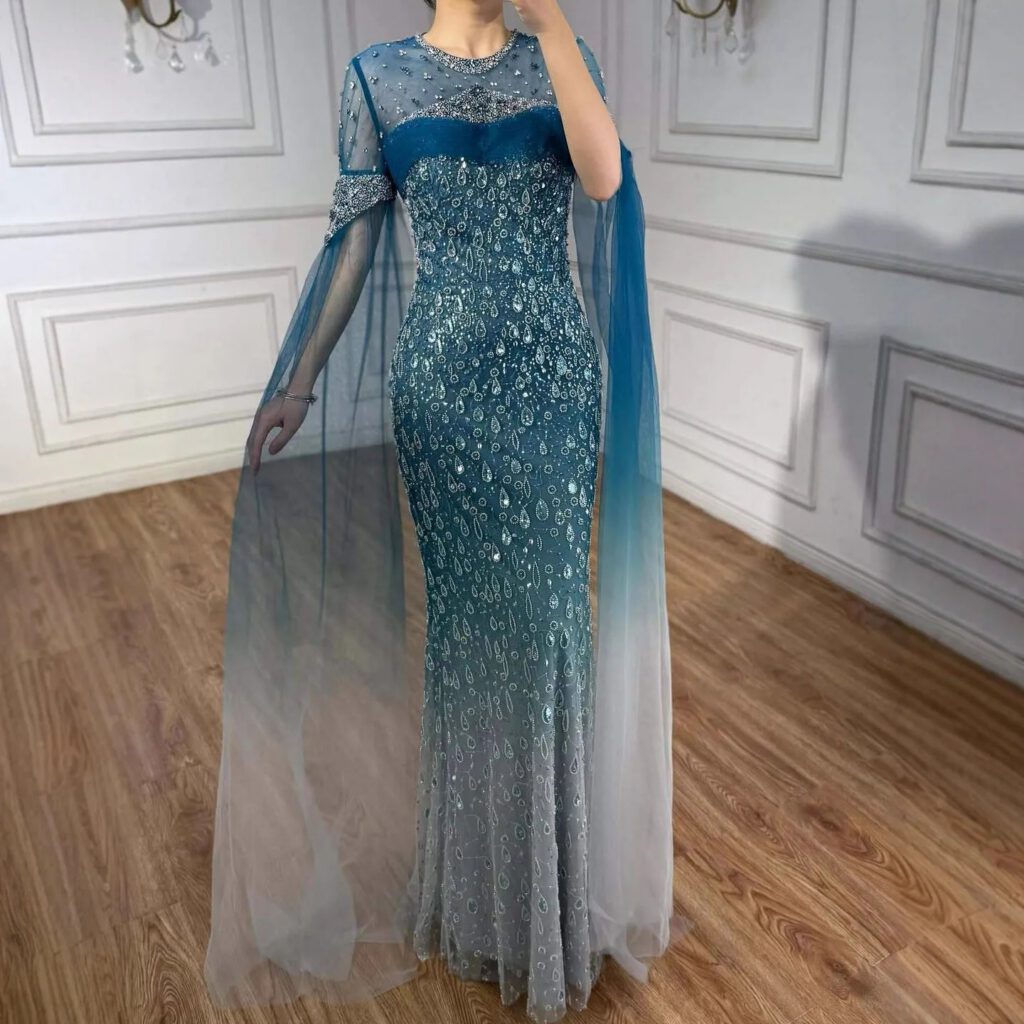 Nove Dress فستان سهرة أخضر حورية البحر عربي