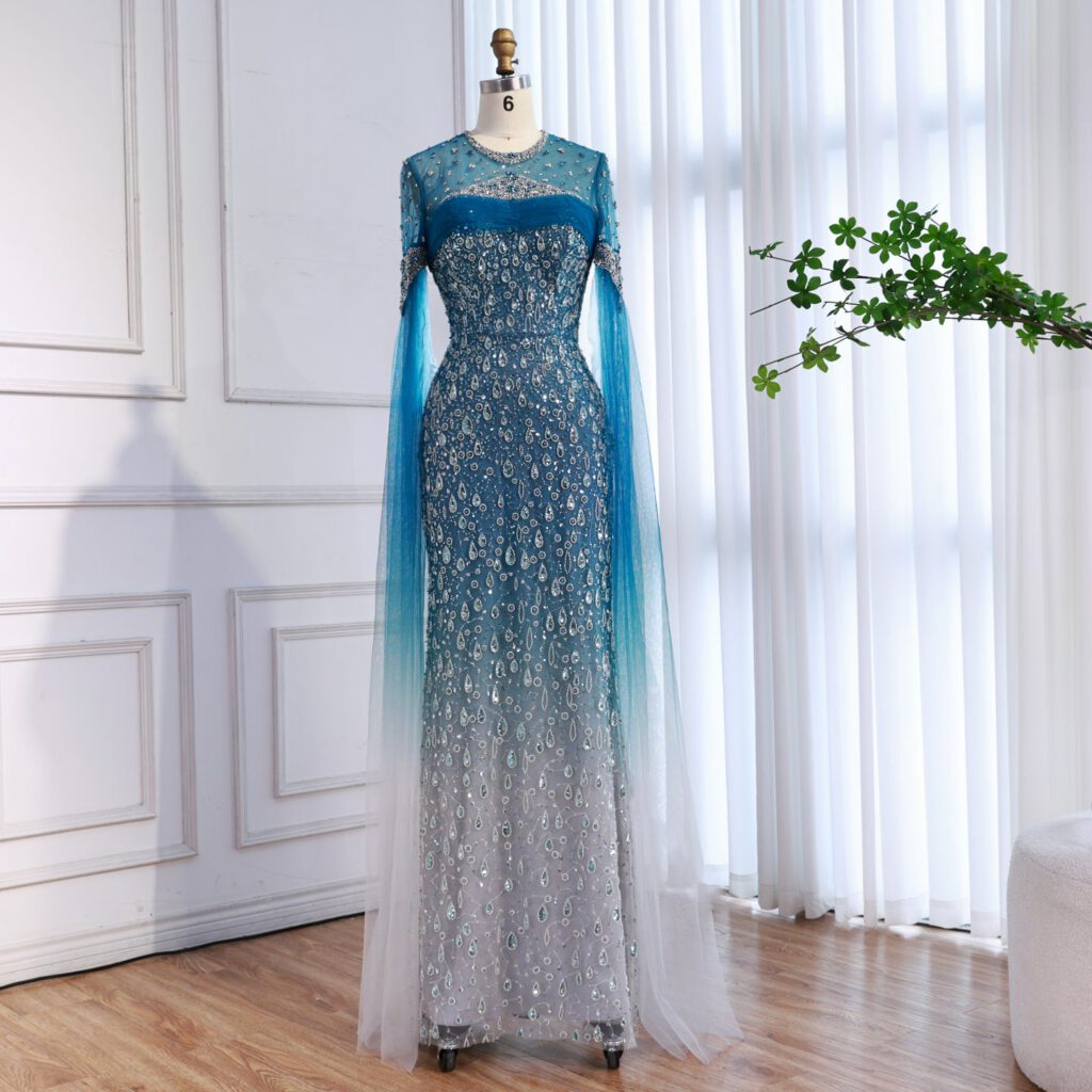 Nove Dress فستان سهرة أخضر حورية البحر عربي