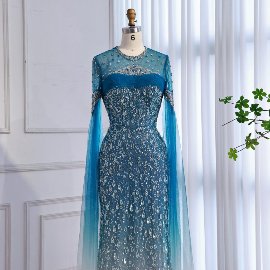 Nove Dress فستان سهرة أخضر حورية البحر عربي
