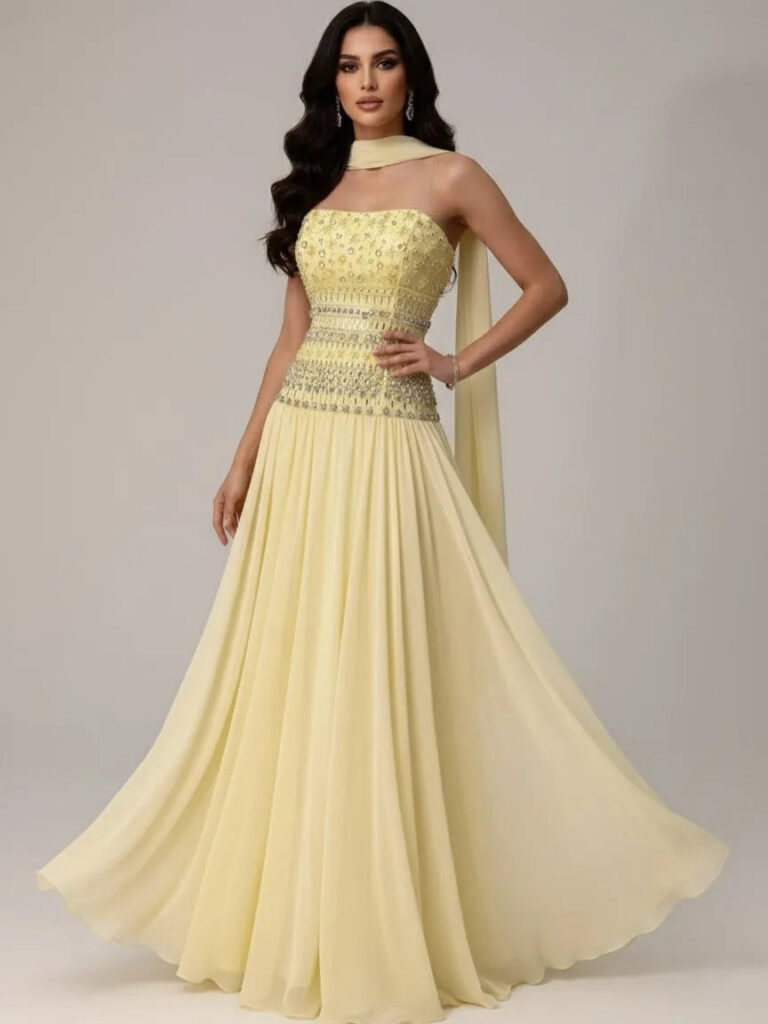 Nove Dress flieder A-Linie Abendkleid mit Perlenstickerei im arabischen Stil