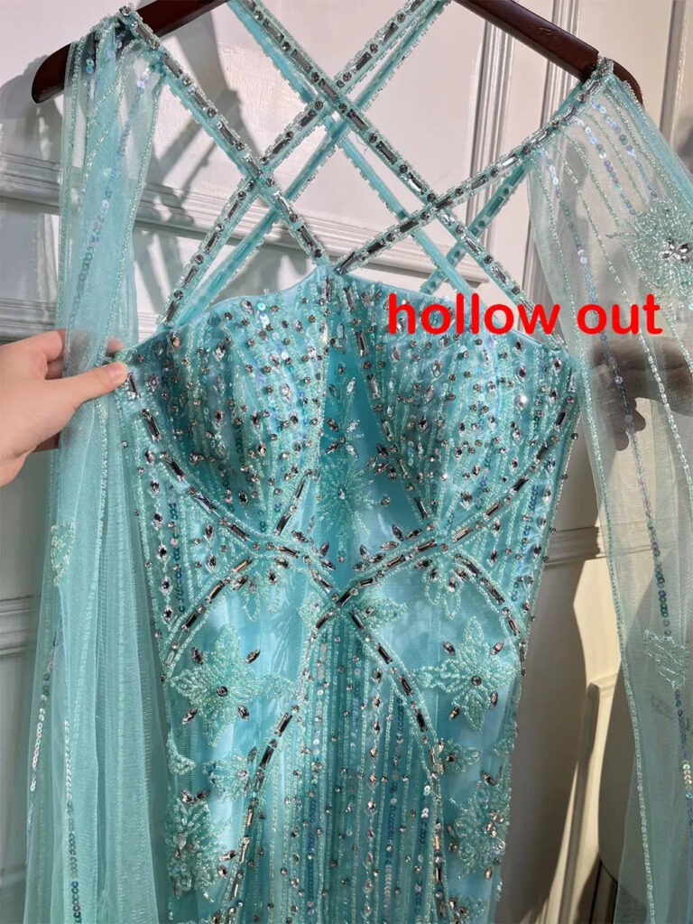 Nove Dress lila mermaid avondjurk met cape mouwen