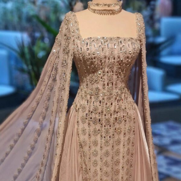 Nove Dress Nude Arabic Evening Dress - Style LA73272 1 - Nove Dress