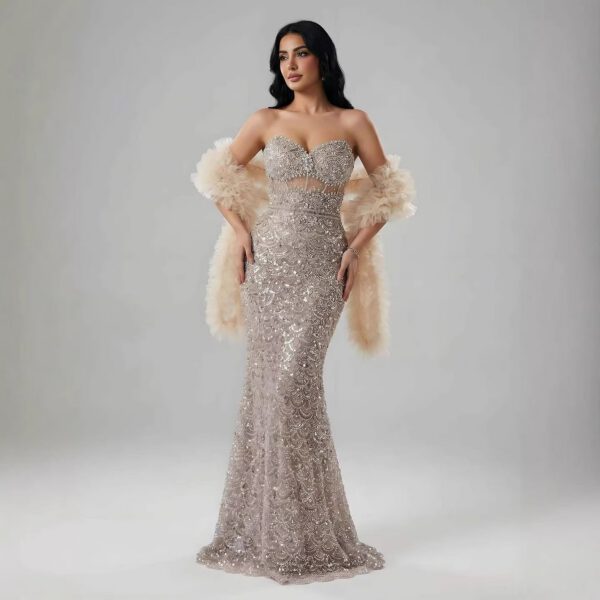 Nove Dress Nude Arabic Evening Dress - Style LA73365B 1 - Nove Dress