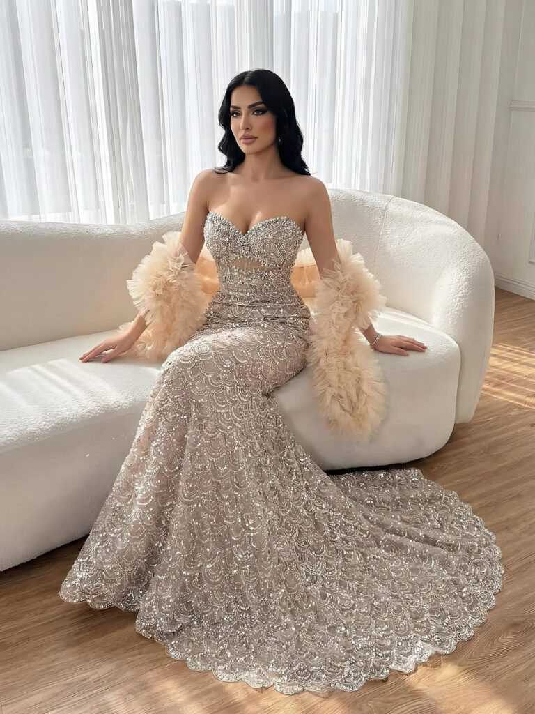 Nove Dress Nude Arabic Evening Dress - Style