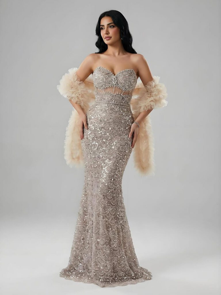 Nove Dress Nude Arabic Evening Dress - Style