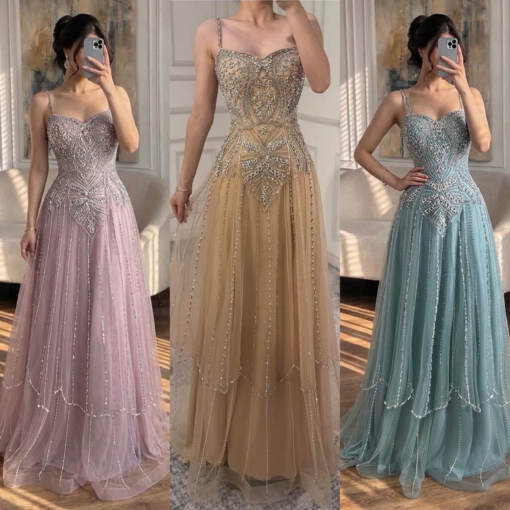Nove Dress Nude Beaded A-Line Evening Dress - Style